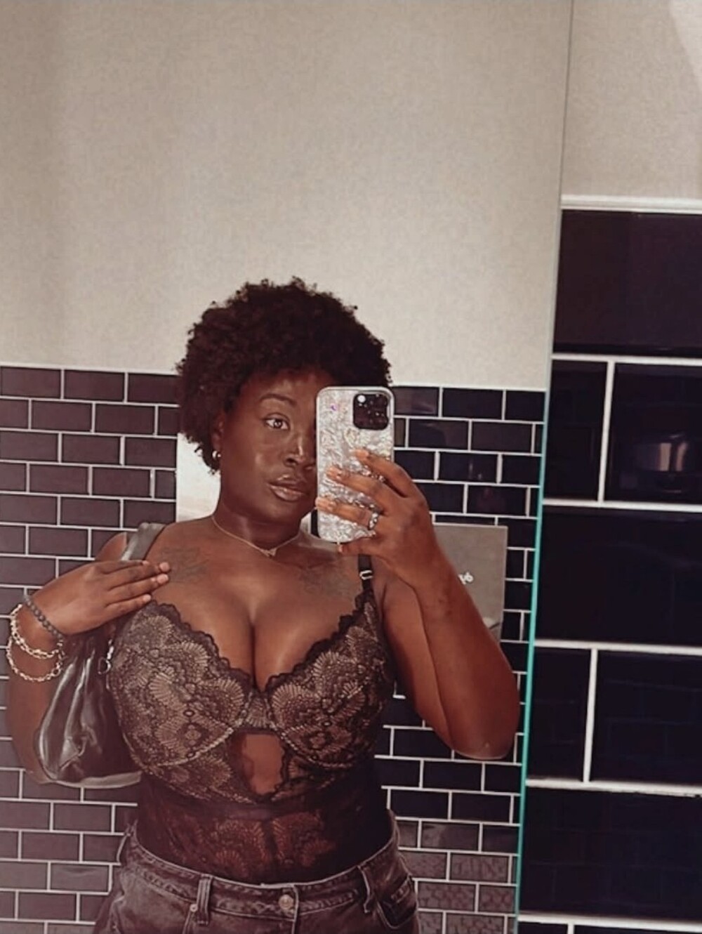 Fashion Nova - Black Destroyed Oversized Denim - Picture 1 of 8
